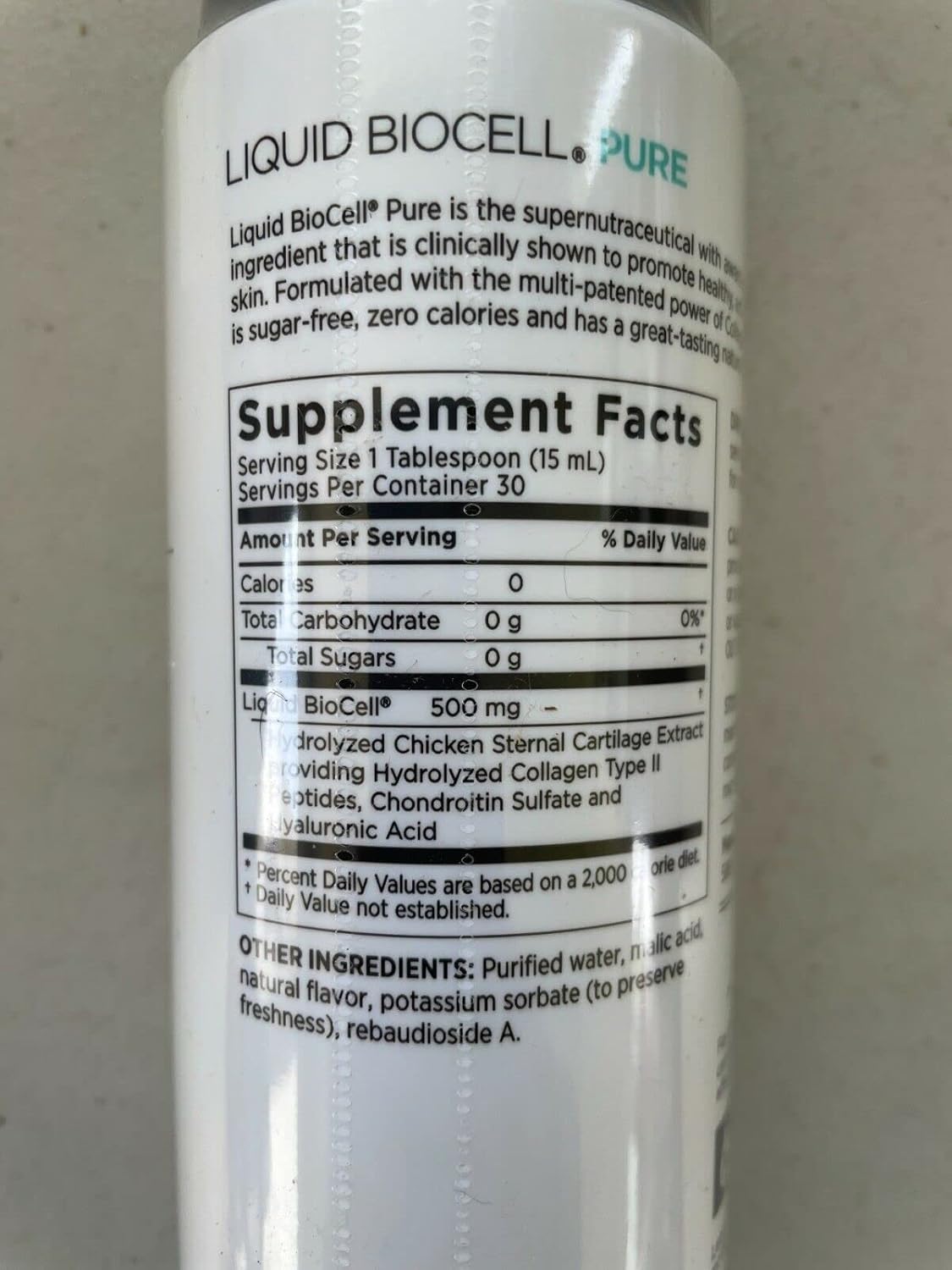 15.2 fl oz BioCell Pure Liquid Collagen Peptides for Joint, Skin Tone, and Elasticity Boost