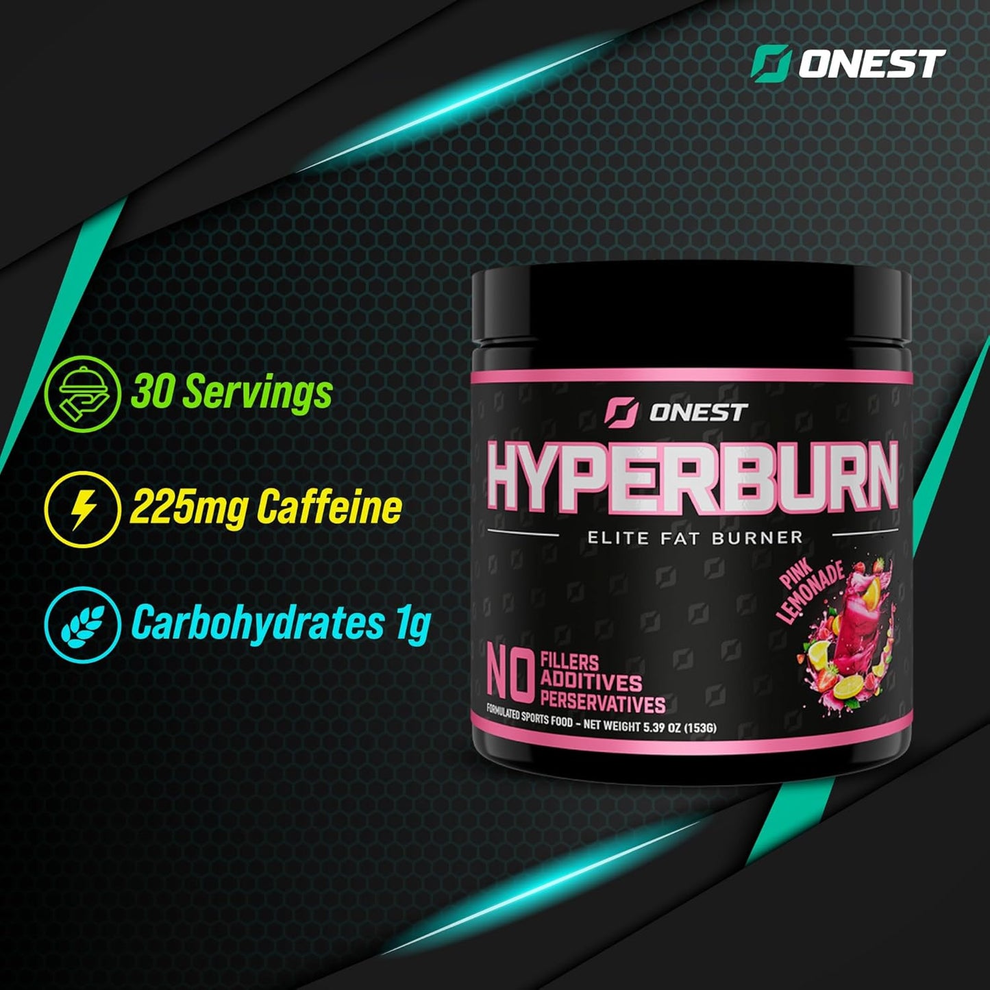 153g ONEST Hyperburn Thermogenic Powder: Enhanced Energy & Performance Support Supplement - 30 Servings