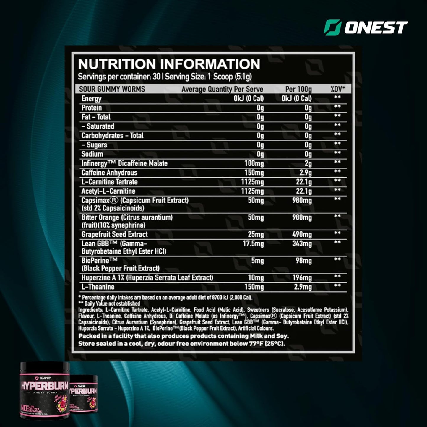 153g ONEST Hyperburn Thermogenic Powder: Enhanced Energy & Performance Support Supplement - 30 Servings