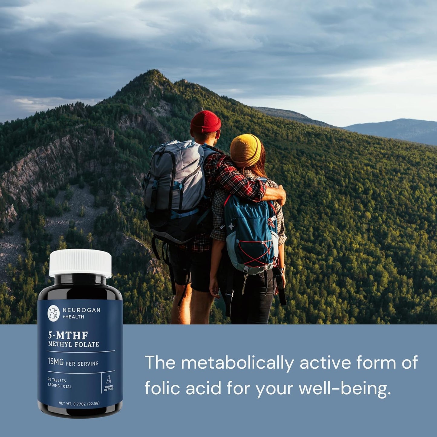 15mg Neurogan L-5-MTHF Methyl Folate Supplement - Vegan, Gluten-Free, Non-GMO - USA Made - Cognitive, Cardiovascular & Mood Support - 90-Day Supply