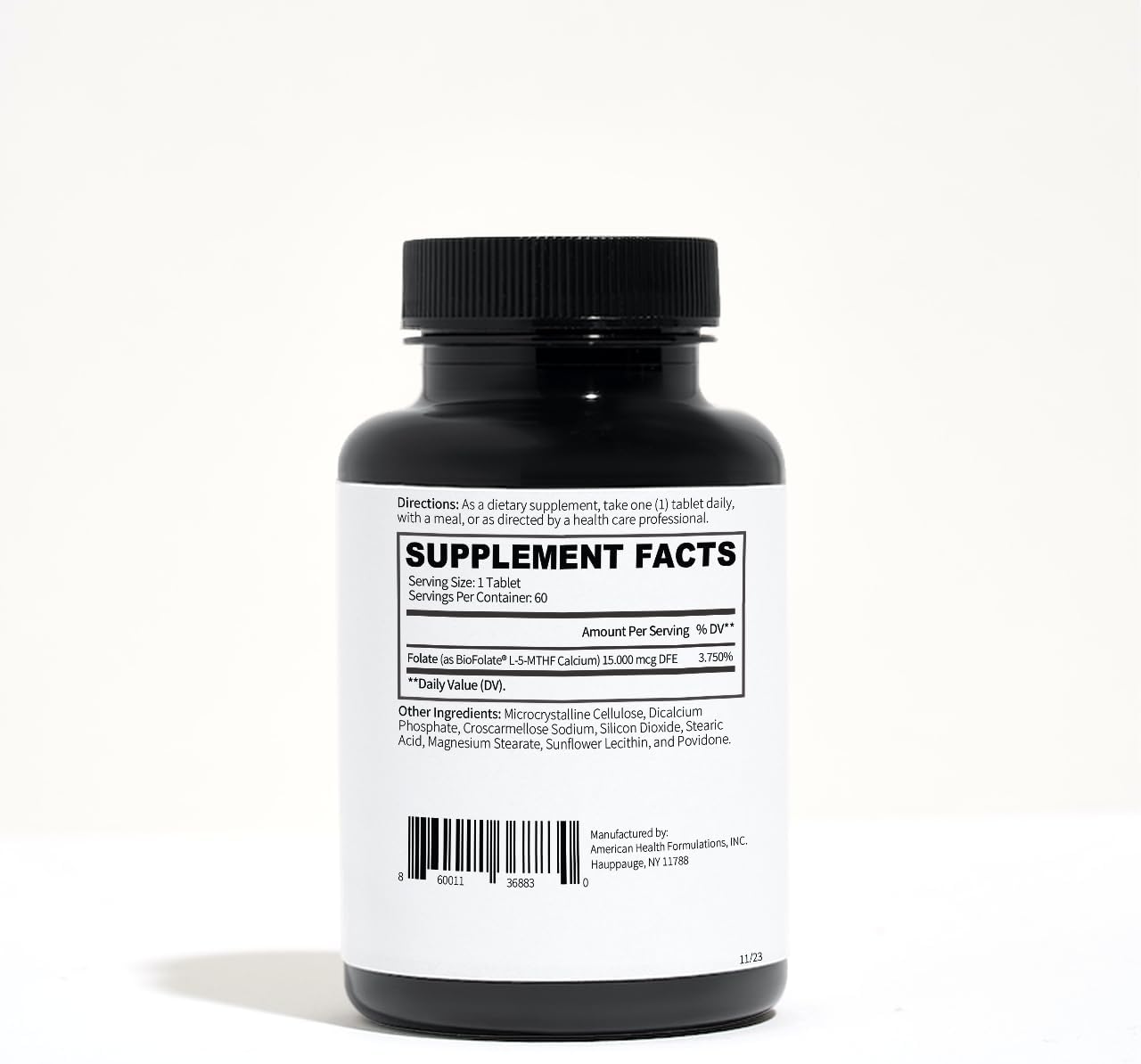 15mg SEDDS® BioFolate Tablets | 60 Count Value Size | Optimized L-Methylfolate Supplement | Enhanced Folic Acid | Non-GMO, Gluten Free | Made in USA