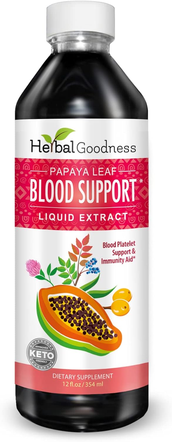 15X Strength Papaya Leaf Extract Liquid for Healthy Platelets, Blood Cleanse, and Digestion - 12 Bottles - Herbal Goodness USA