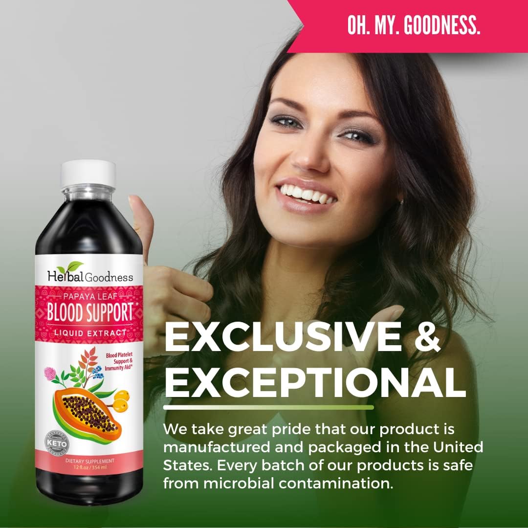 15X Strength Papaya Leaf Extract Liquid for Healthy Platelets, Blood Cleanse, and Digestion - 12 Bottles - Herbal Goodness USA