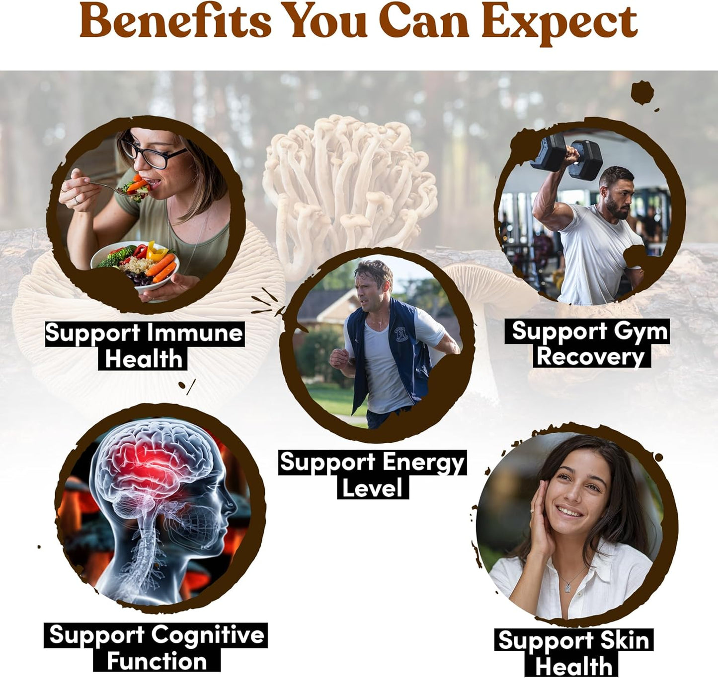 16 Blend Mushroom Supplement Gummies for Adults with Chaga, Lions Mane, Reishi, Cordyceps - Supports Focus & Clarity, Mixed Berry Flavor - Nutrient-Rich Mushroom Gummies for Microdosing