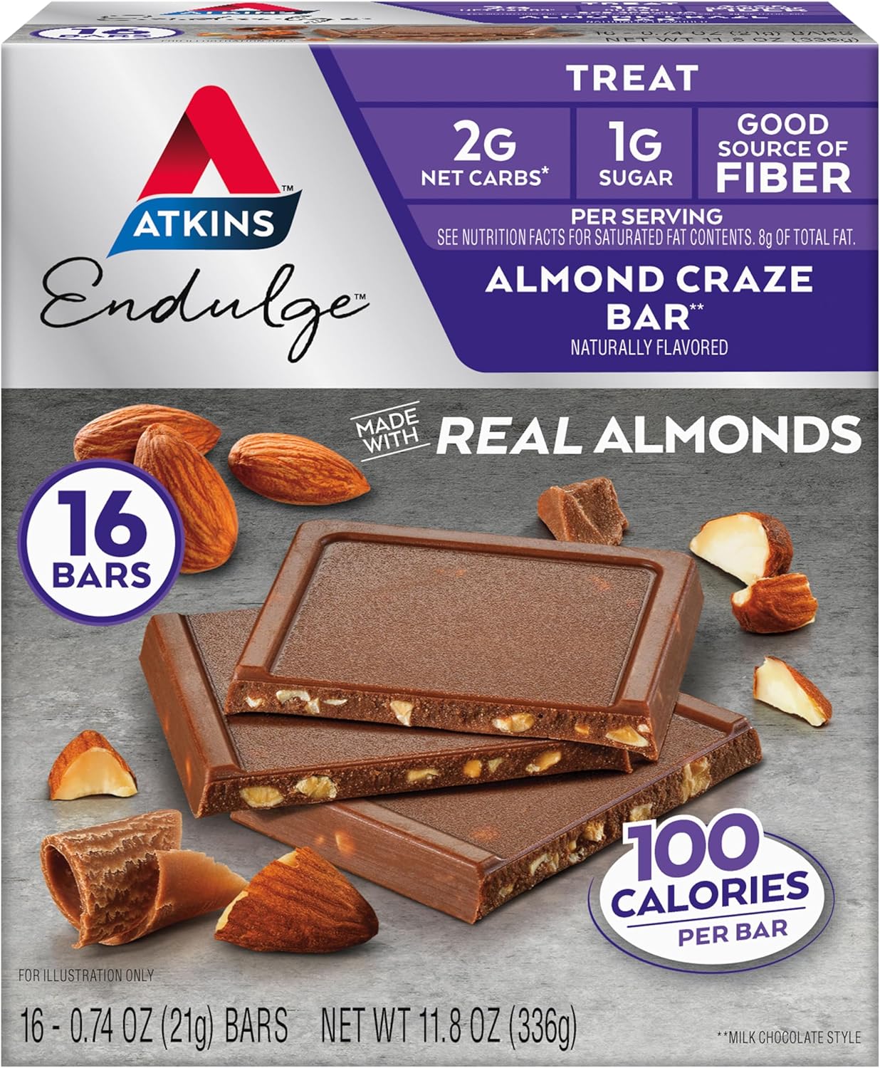 16 Count Atkins Endulge Almond Craze Bars & 5 Count Chocolate Crème Protein Wafer Crisps Bundle