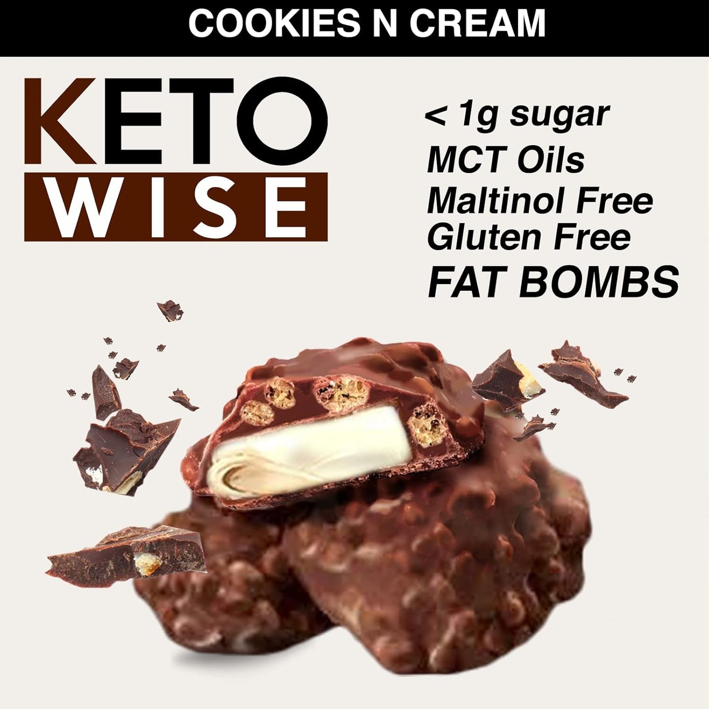 16 Count Keto Wise Cookies N Cream Fat Bombs - Pack of 1