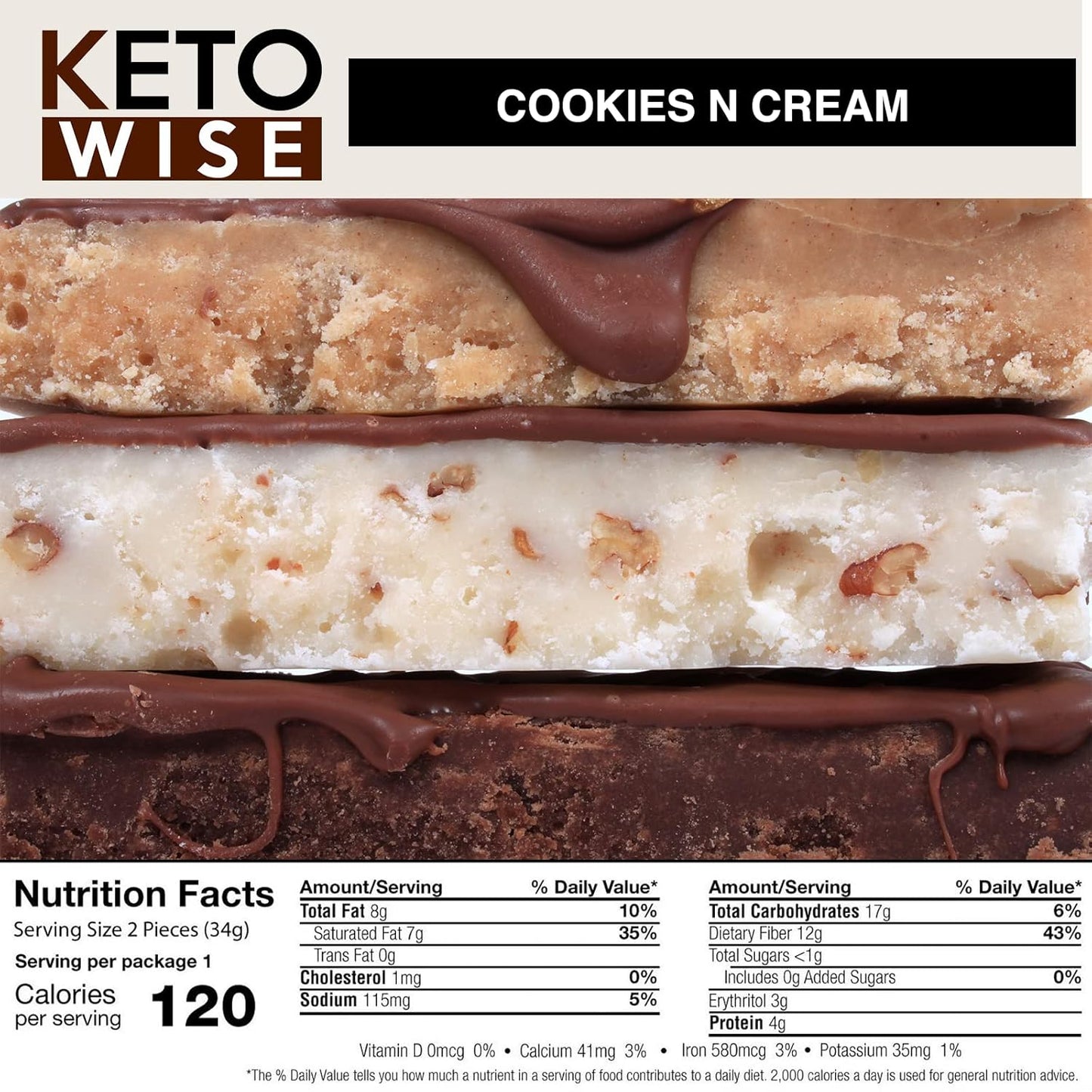 16 Count Keto Wise Cookies N Cream Fat Bombs - Pack of 1