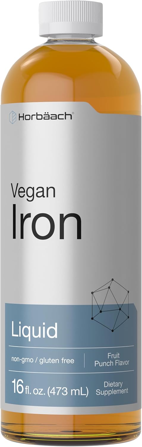 16 Fl Oz Horbäach Iron Supplement Liquid - Vegan & Vegetarian Formula - Non-GMO, Gluten Free