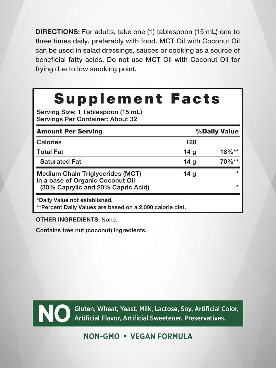 16 fl oz Nature's Truth MCT Oil with Coconut Oil - Keto, Unflavored, Vegan, Non-GMO, Gluten Free Supplement