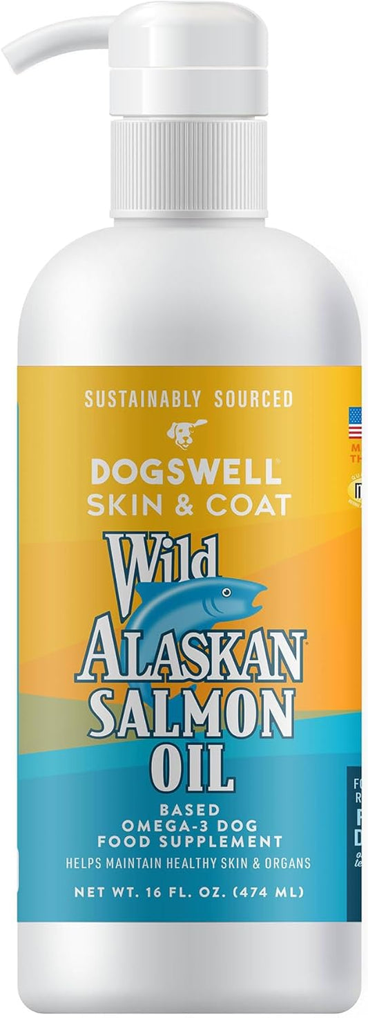 16 fl.oz. Wild Alaskan Salmon Oil Omega-3 Supplement for Dogs - Skin & Coat Support