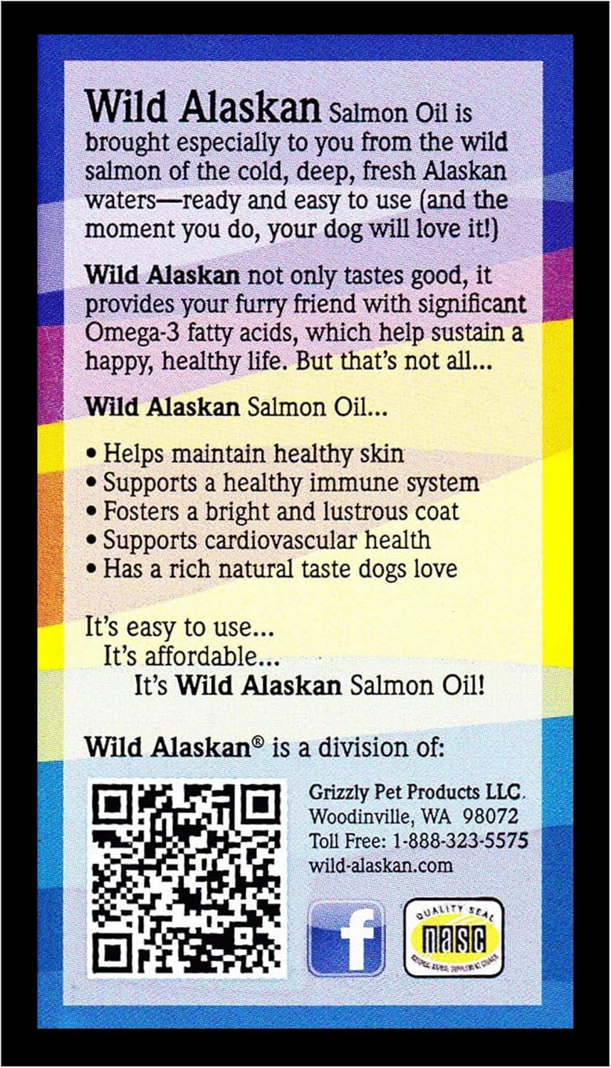 16 fl.oz. Wild Alaskan Salmon Oil Omega-3 Supplement for Dogs - Skin & Coat Support