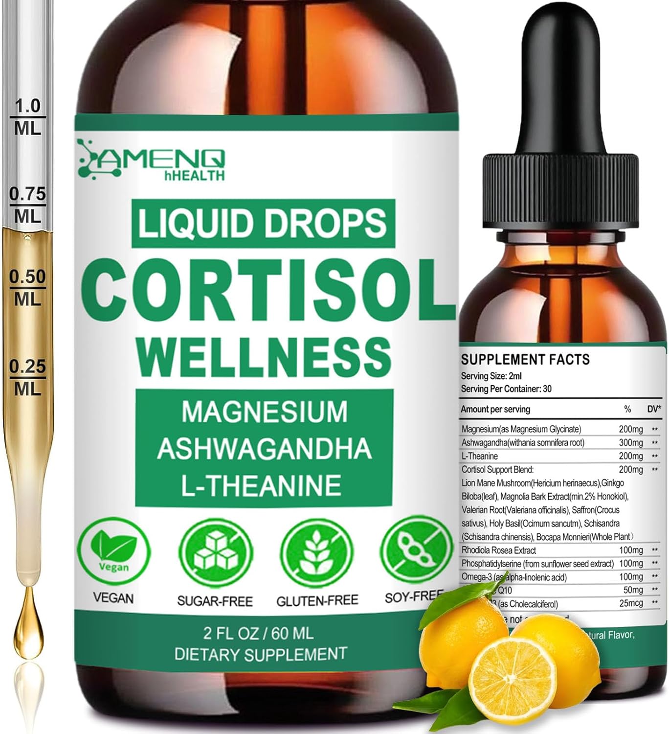 16-in-1 Cortisol Reducer Detox Manager with Magnesium, Ksm-66 Ashwagandha, and More for Lower Cortisol Levels, Mood, Focus, and Sleep Support