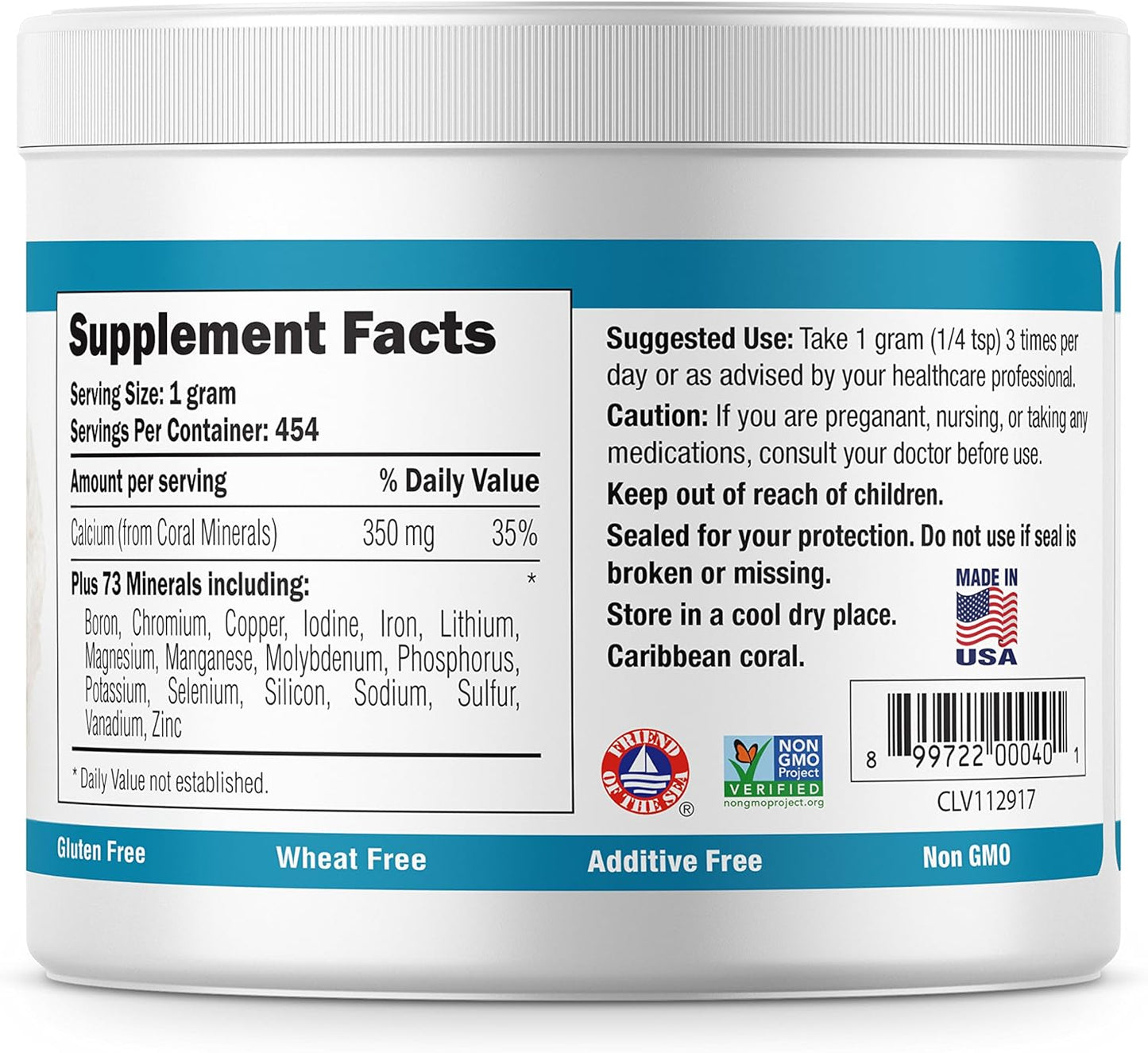 16 Ounce Coral White Coral Ecopure Powder, Natural Coral Calcium Supplement with Minerals