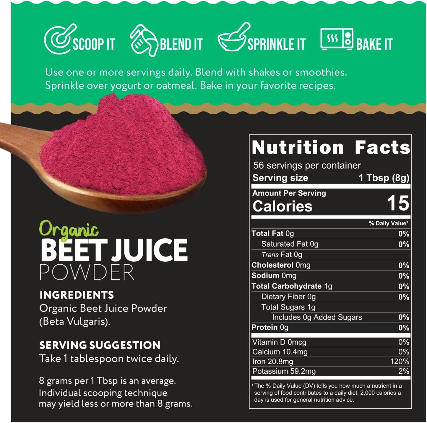 16 Ounces of Organic Beet Root Juice Powder by Ganic Food