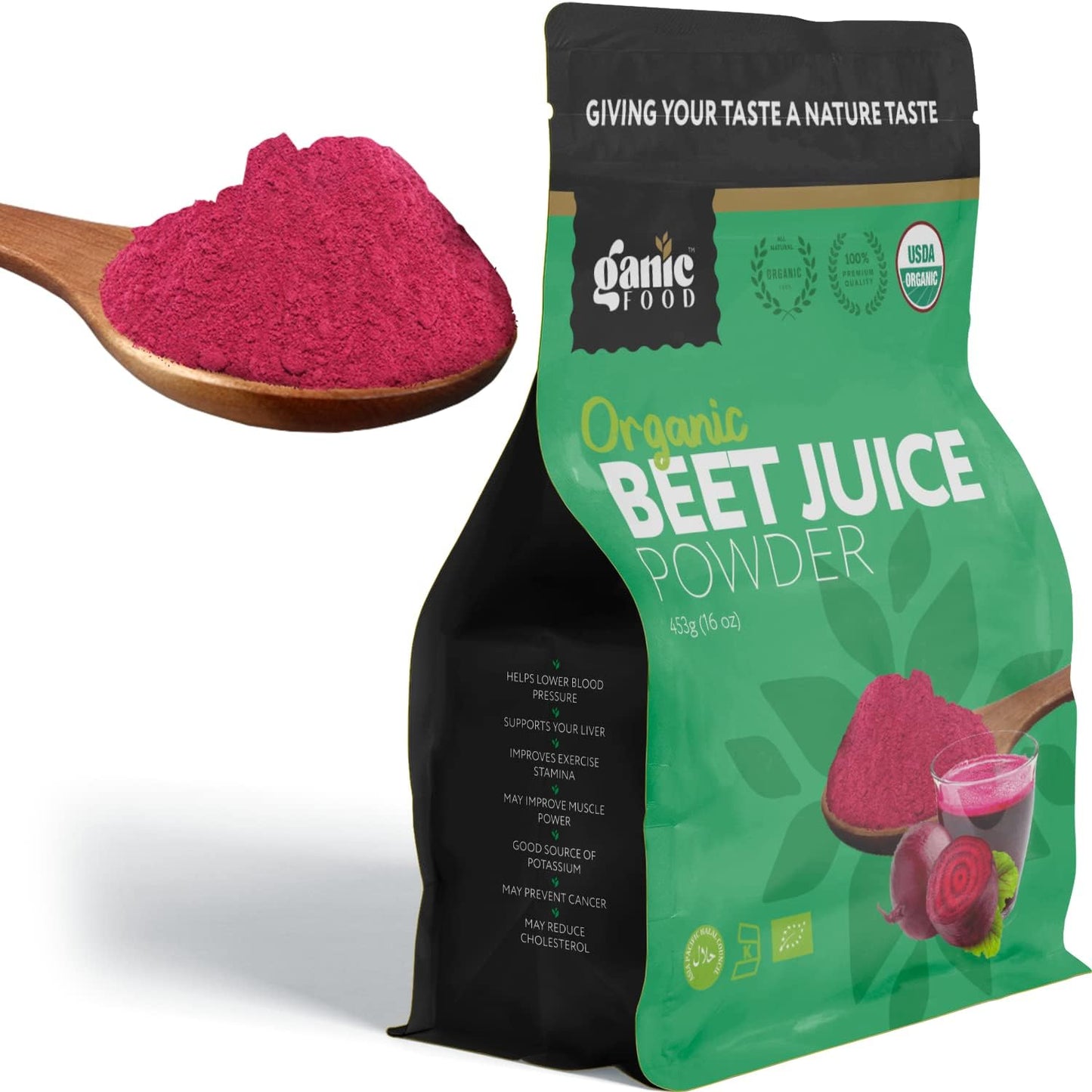 16 Ounces of Organic Beet Root Juice Powder by Ganic Food