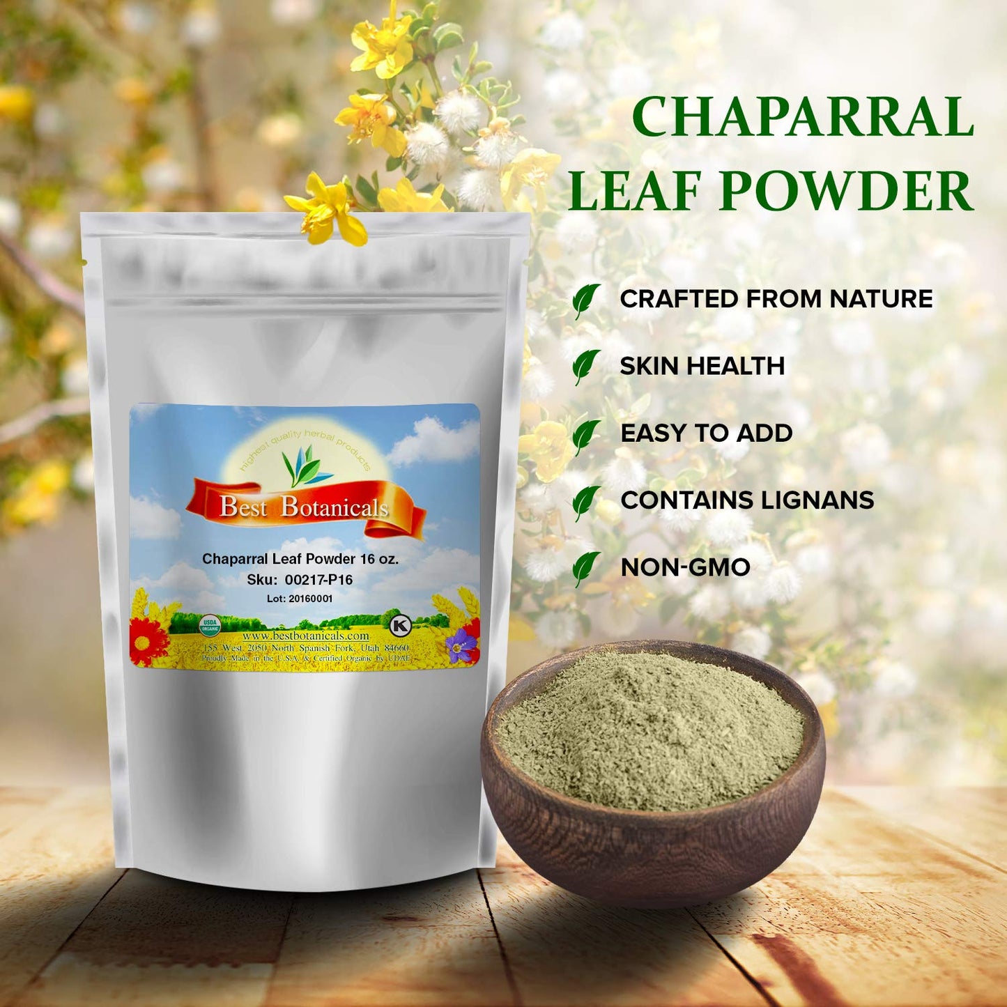 16 oz Best Botanicals Chaparral Leaf Powder - Premium Quality Herbal Supplement