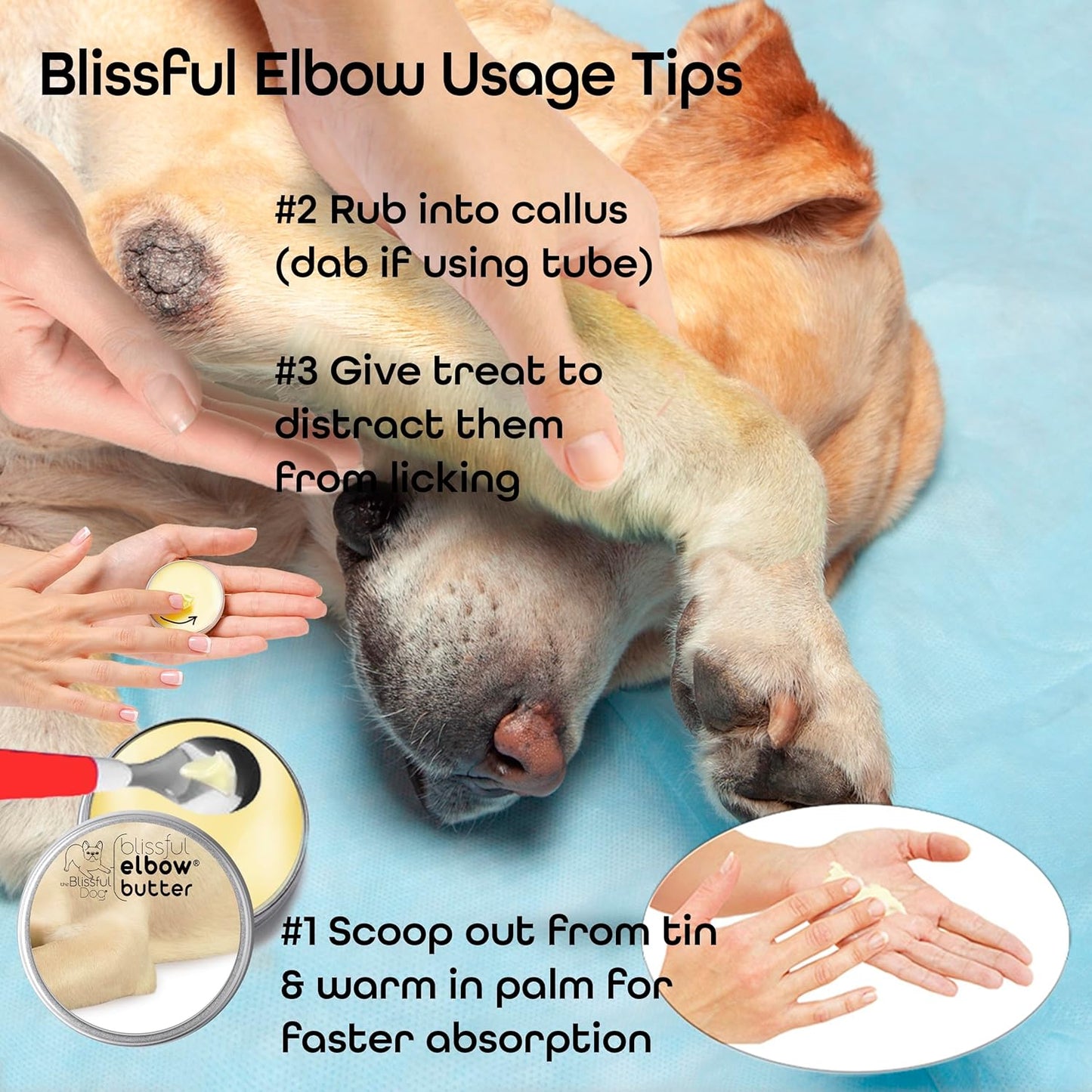 16 oz. Blissful Dog Elbow Butter: Moisturizing Balm for Dry, Cracked Elbows, Lick-Safe Dog Moisturizer