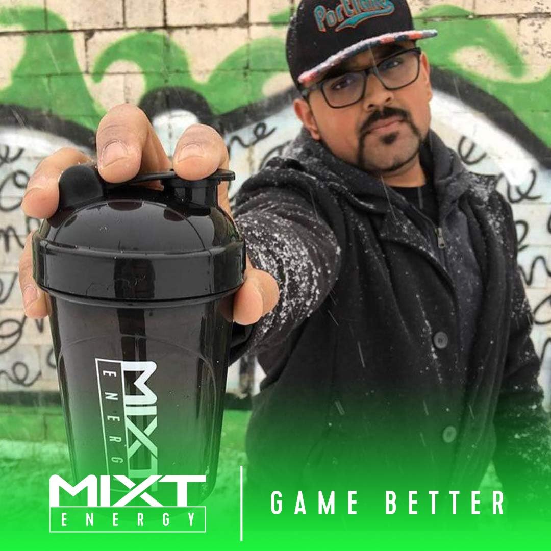 16 oz BPA-Free Black Shaker Bottle with Lid Mixing Technology by MIXT Energy