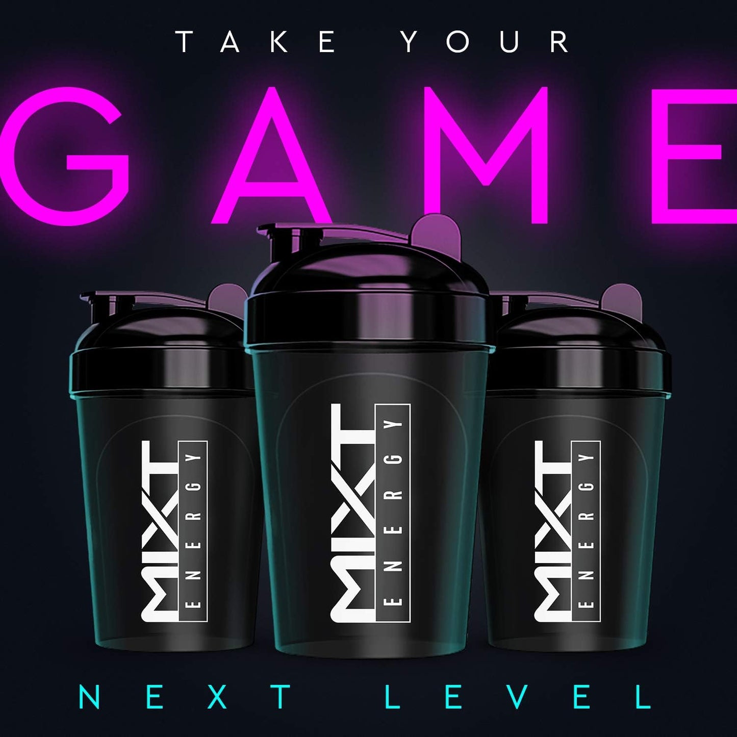 16 oz BPA-Free Black Shaker Bottle with Lid Mixing Technology by MIXT Energy