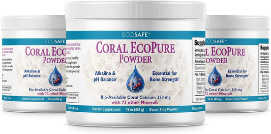 16 oz Coral White Coral Ecopure Powder - Natural Coral Calcium & Minerals Supplement