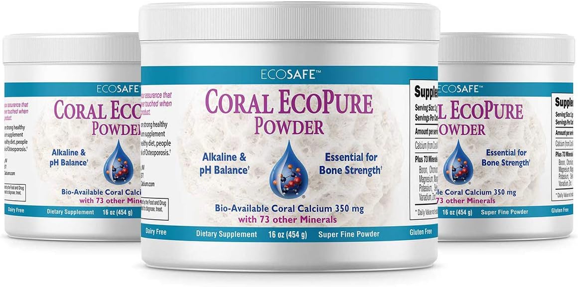 16 oz Coral White Coral Ecopure Powder - Natural Coral Calcium & Minerals Supplement