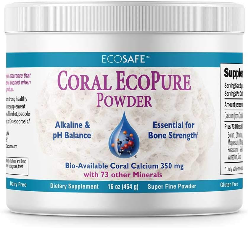 16 oz Coral White Coral Ecopure Powder - Natural Coral Calcium & Minerals Supplement