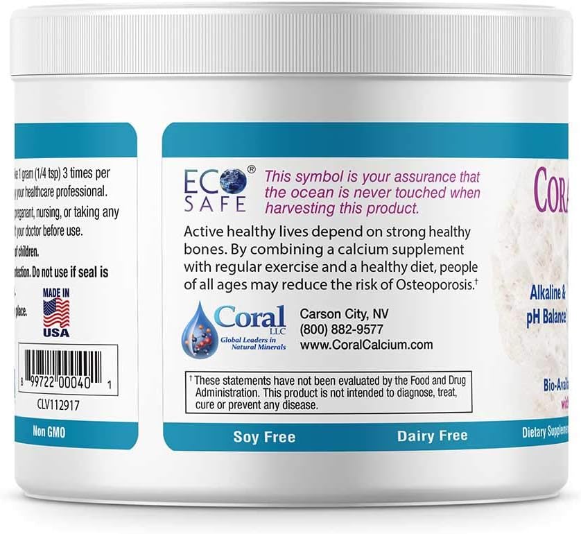 16 oz Coral White Coral Ecopure Powder - Natural Coral Calcium & Minerals Supplement