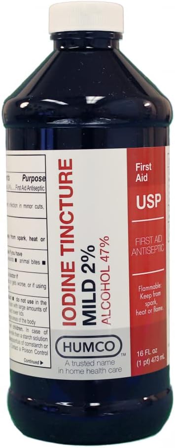 16 oz Humco Mild Iodine Tincture USP for Medical and First Aid Use