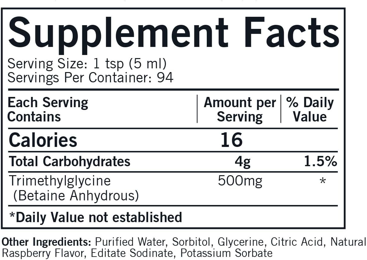 16 oz Kirkman Liquid TMG Supplement - Supports Serotonin & Methylation - Natural Raspberry Flavor - High Quality Formula