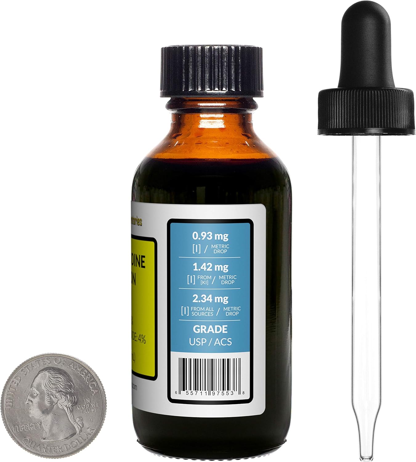 16 Oz Lugol's Iodine 2% Solution in Amber Glass Bottles with Free Droppers - USA Made