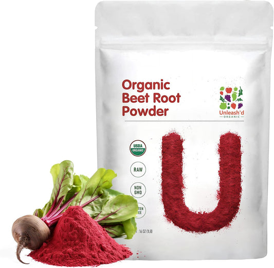 16 oz Organic Beet Root Powder - Natural Nitric Oxide Booster, Raw & Non-GMO - Stamina & Energy Superfood
