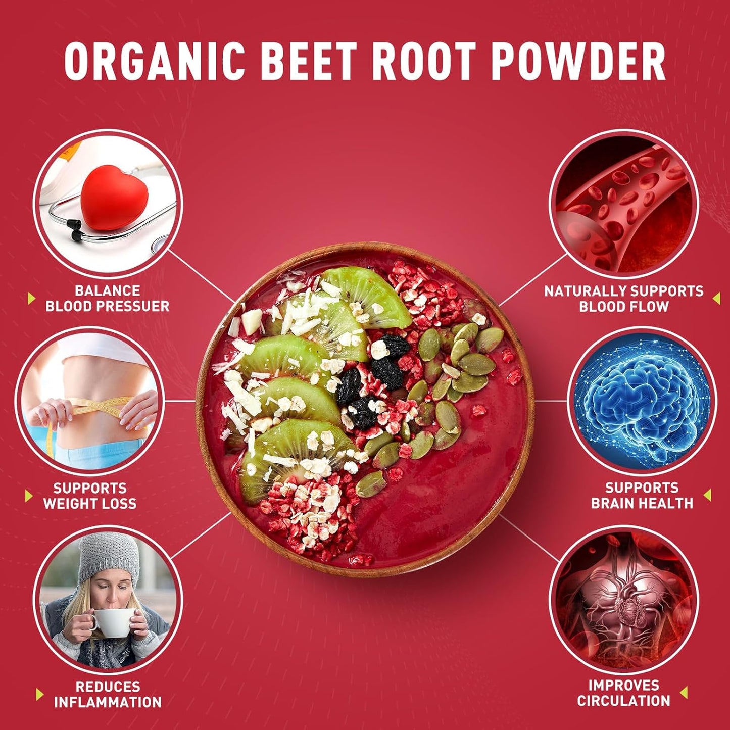 16 oz Organic Beet Root Powder - Natural Nitric Oxide Booster, Raw & Non-GMO - Stamina & Energy Superfood