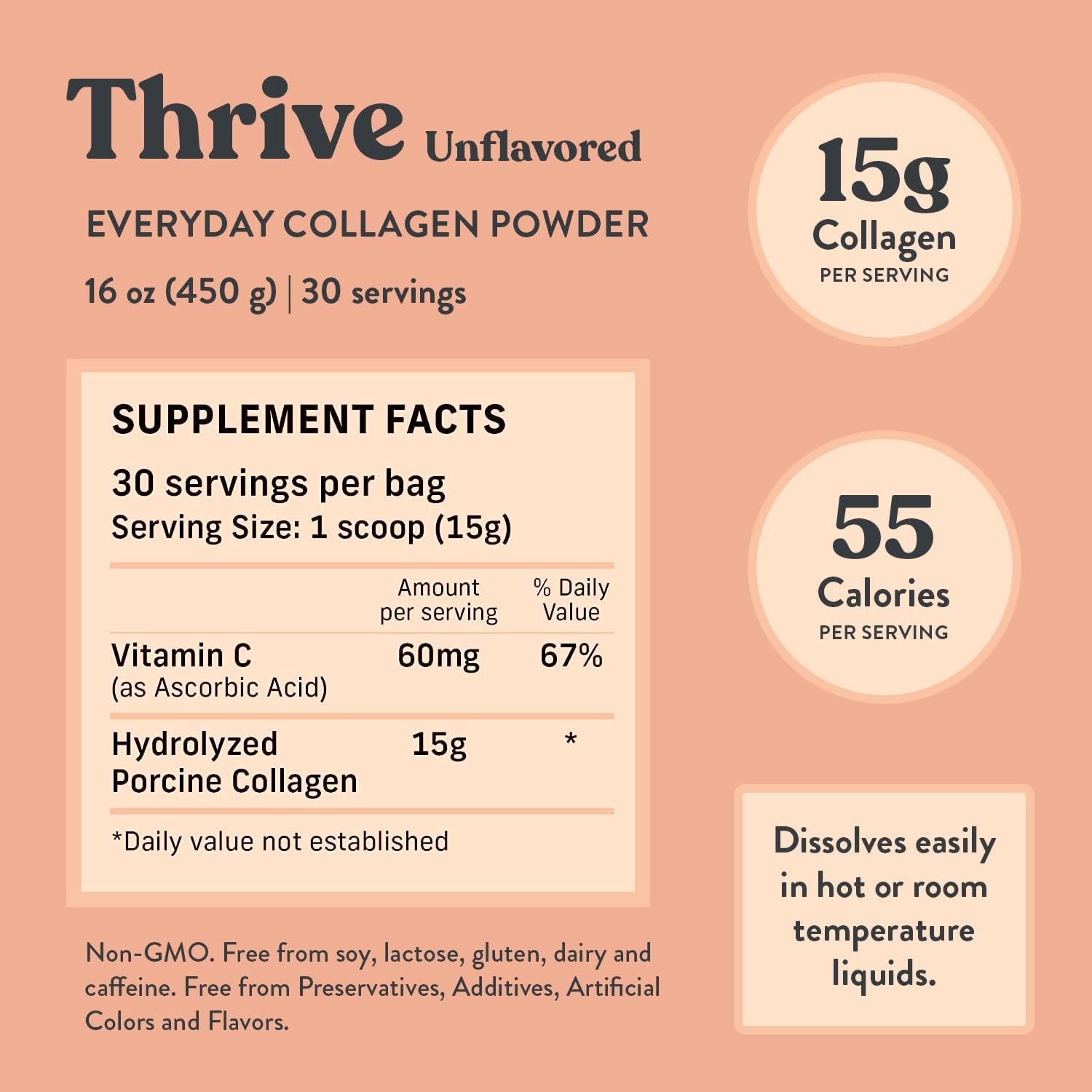 16 oz PROTIVA Thrive Collagen Powder for Women - Unflavored Peptide Powder, Clinically Safe for Pregnancy & Breastfeeding, Reduces Stretch Marks