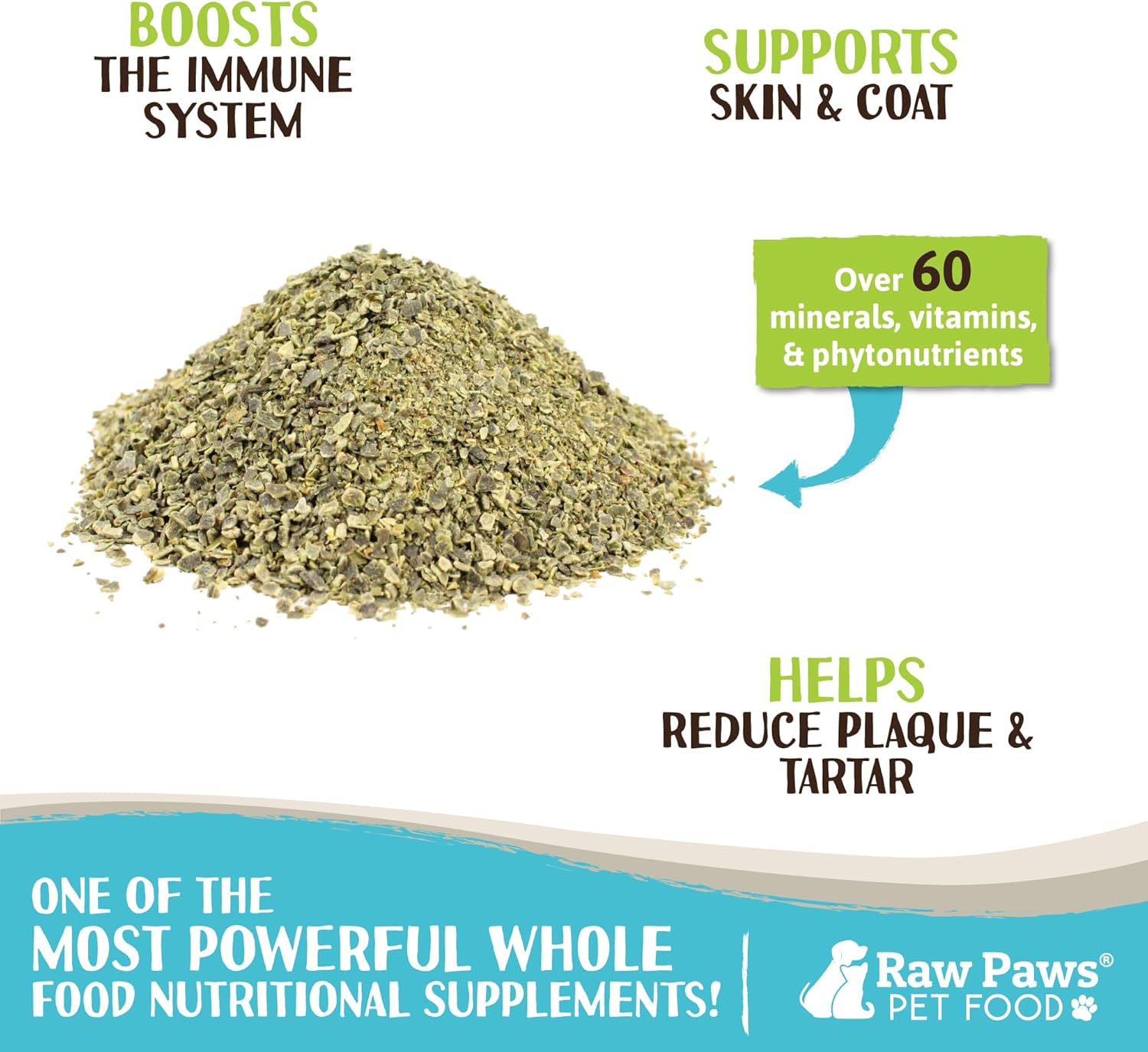 16-oz Raw Paws Organic Kelp Supplement for Dogs & Cats - Iodine-Rich Seaweed Powder for Thyroid & Immune Health