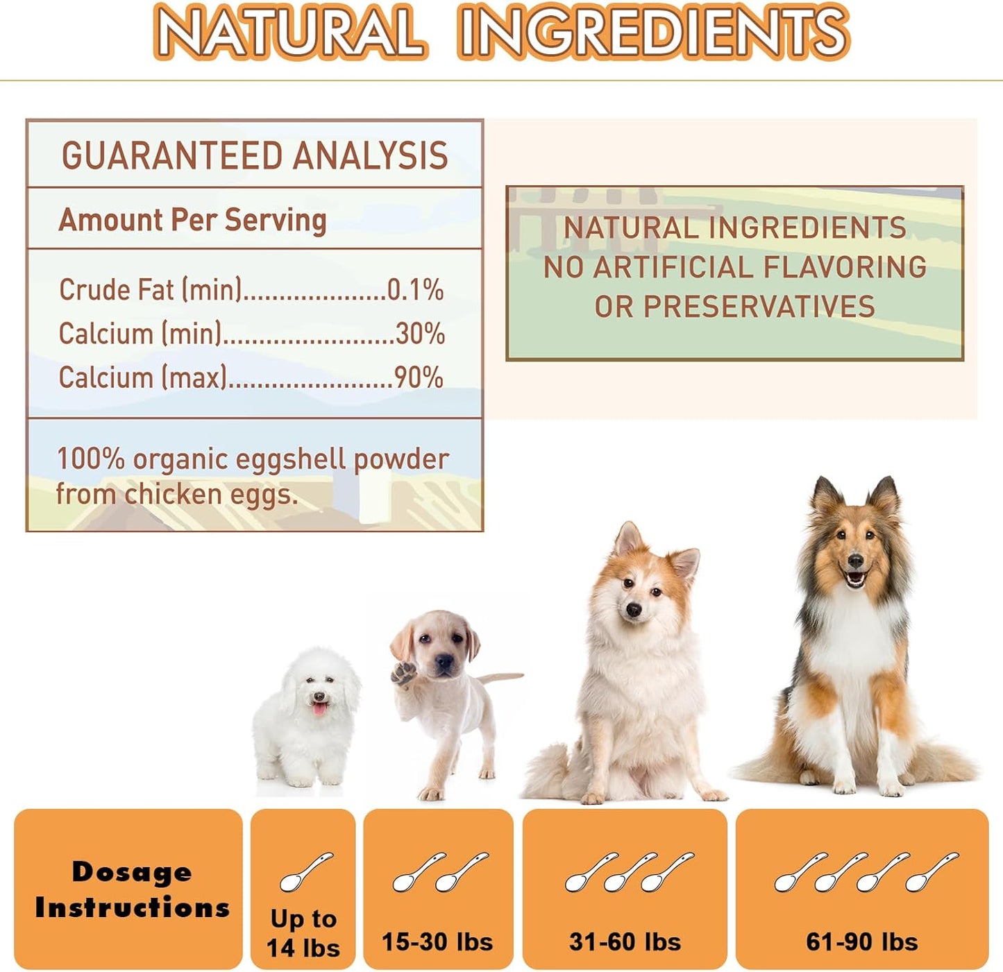 16 oz ROZJOVU Eggshell Powder: Calcium Supplement for Dogs & Cats, Supports Bone & Joint Health, Osteoporosis Relief & Heart Health