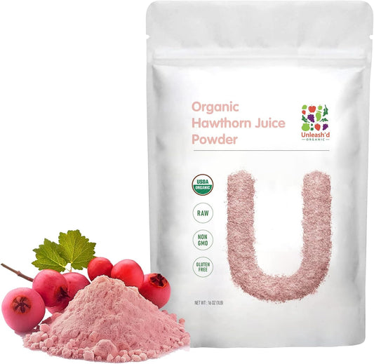 16 oz UNLEASH'D ORGANIC Hawthorn Juice Powder - Cardiovascular Support & Nutrient Absorption Boost