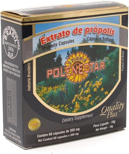 16 Pack Polenectar Brazil Green Bee Propolis Softgels 300mg - New Packaging Since 2015
