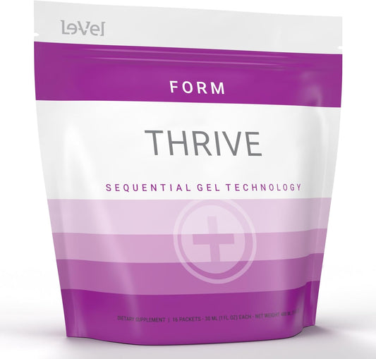 16 Packets of Le-Vel Thrive Form SGT Collagen Gel - Hydrolyzed Collagen Peptides for Joint Health, Skin Elasticity, and Lean Muscle Recovery - Sequential Gel Technology for Optimal Absorption - Plant-Based Formula
