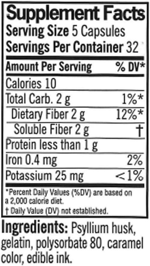 160 Count High-Quality Daily Fiber Capsules for Digestive Regularity
