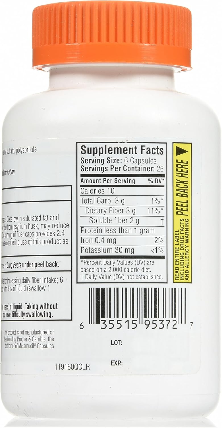 160 Count High-Quality Daily Fiber Capsules for Digestive Regularity