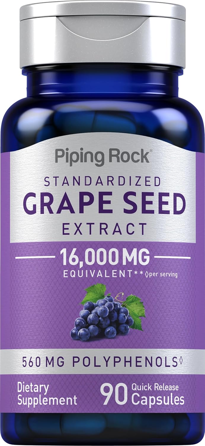 16,000 mg Grape Seed Extract Capsules - 90 Count | Standardized Non-GMO Supplements | Gluten Free