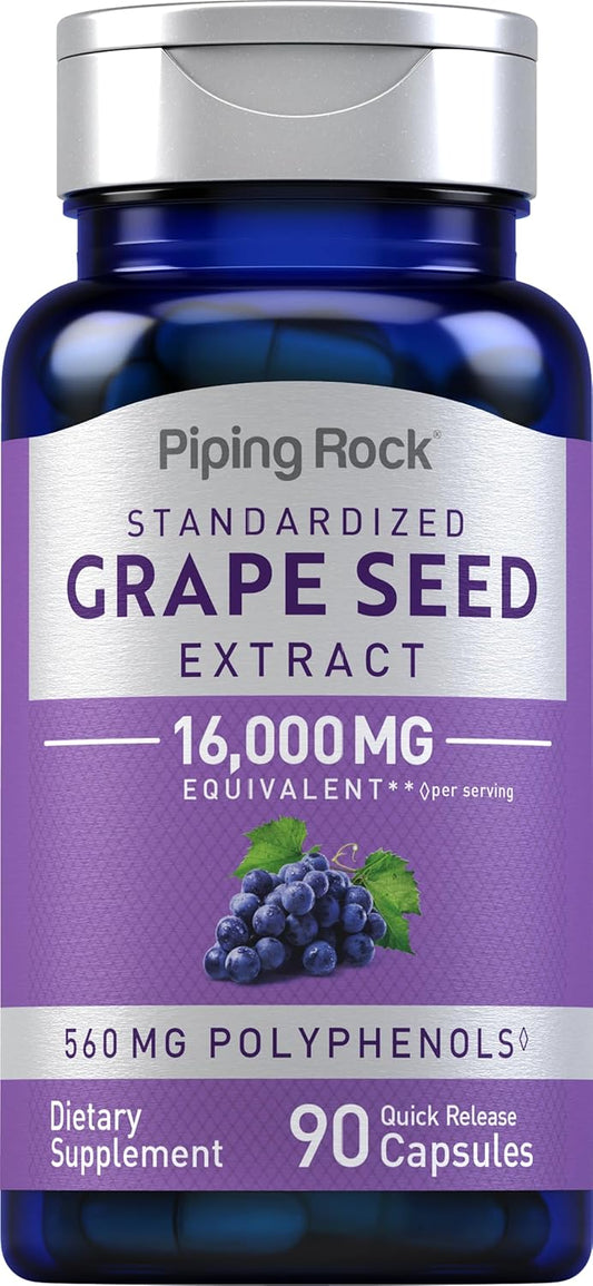 16,000 mg Grape Seed Extract Capsules - 90 Count | Standardized Non-GMO Supplements | Gluten Free