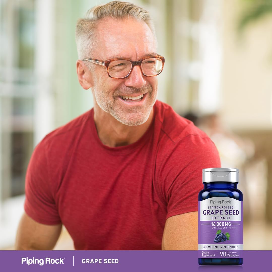 16,000 mg Grape Seed Extract Capsules - 90 Count | Standardized Non-GMO Supplements | Gluten Free