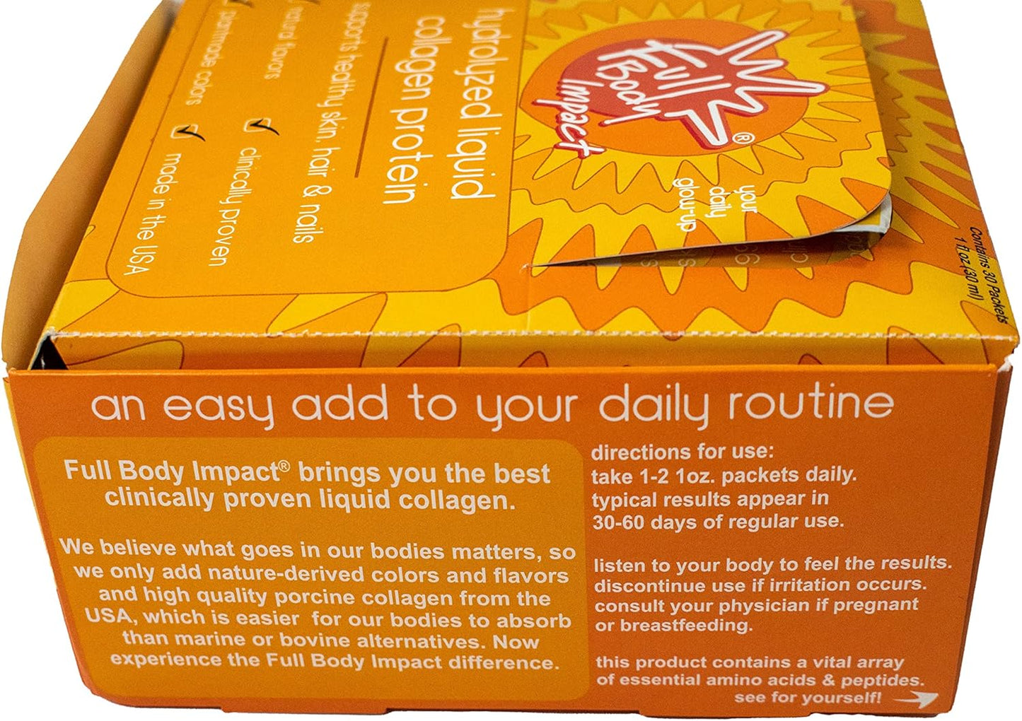16,000mg Liquid Collagen Protein Supplement for Hair, Skin, Nails & Joints - Box of 30, Peach Mango Flavor, Sugar Free