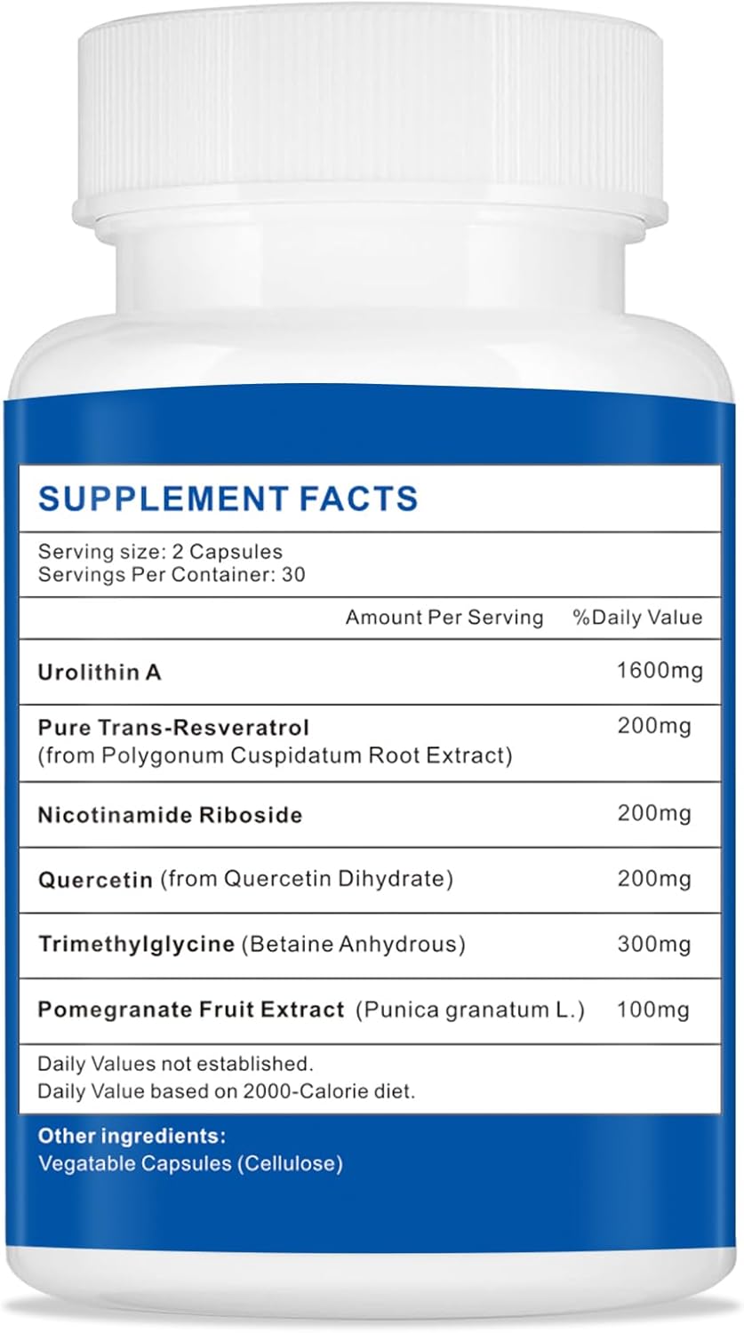 1600mg Liposomal Urolithin A Supplement for Muscle Strength and Energy - Lab Verified - 60 Softgels
