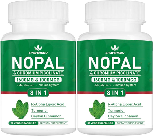 1600mg Super Nopal Prickly Pear Supplement with R-Alpha Lipoic Acid & Turmeric - 120 Capsules