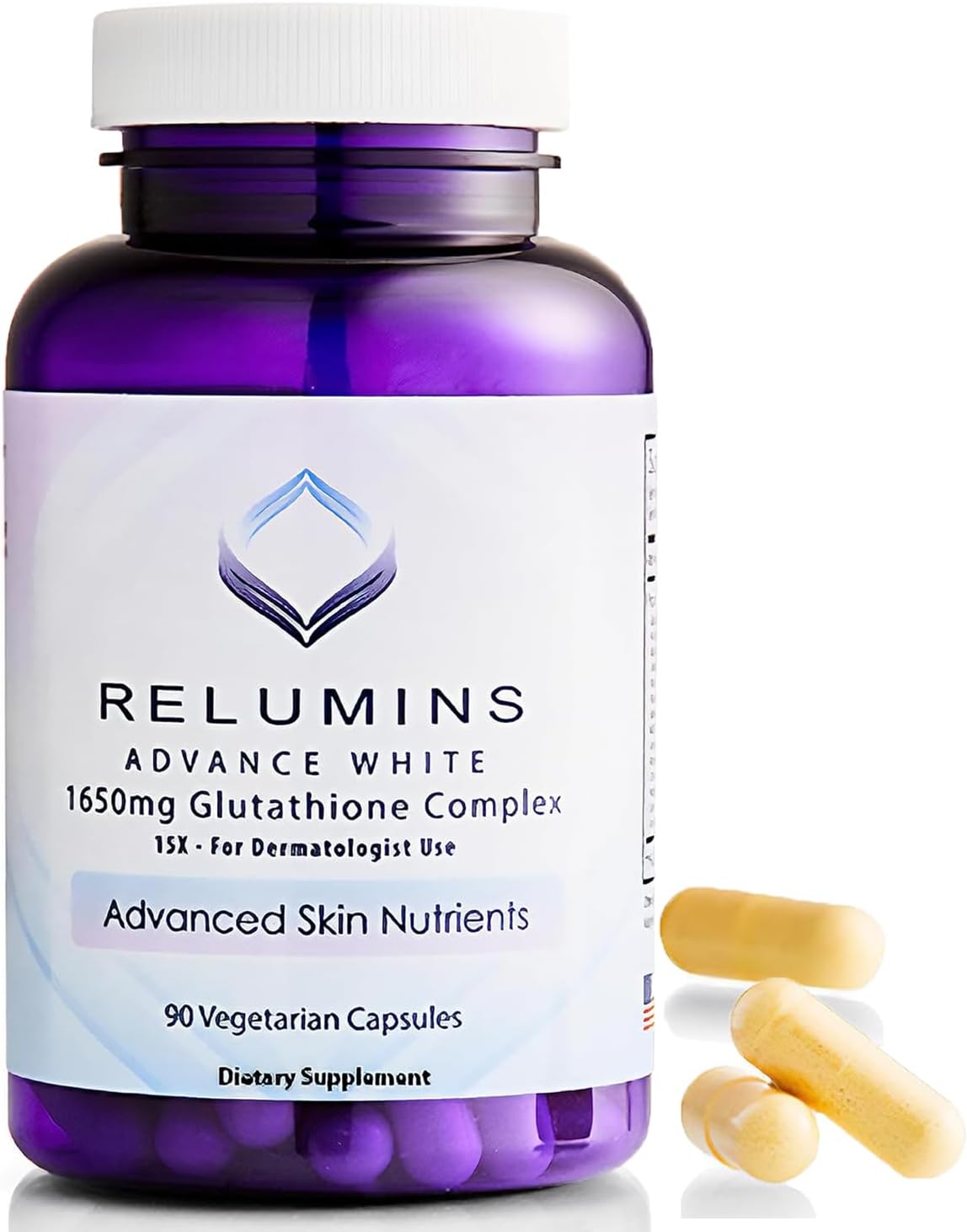 1650mg Glutathione Supplement with Alpha Lipoic Acid, Rose HIPS, Riboflavin, and Vitamin E - 90 Veggie Capsules