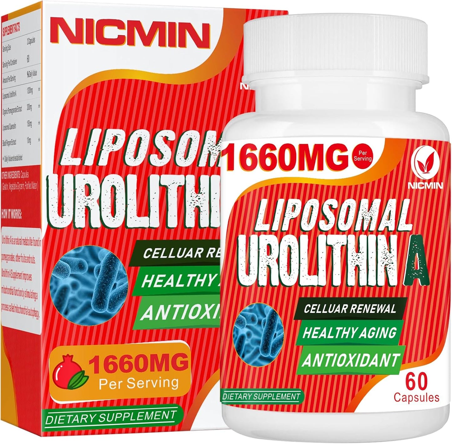 1660MG Liposomal Urolithin A Supplement - 240 Capsules by NICMIN