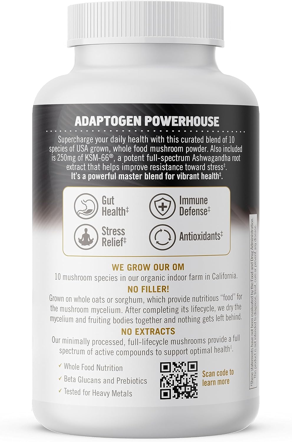 168 Count OM Mushroom Superfood Master Blend Capsules with Adaptogens for Immune Health and Stress Relief, 10 Mushroom Complex