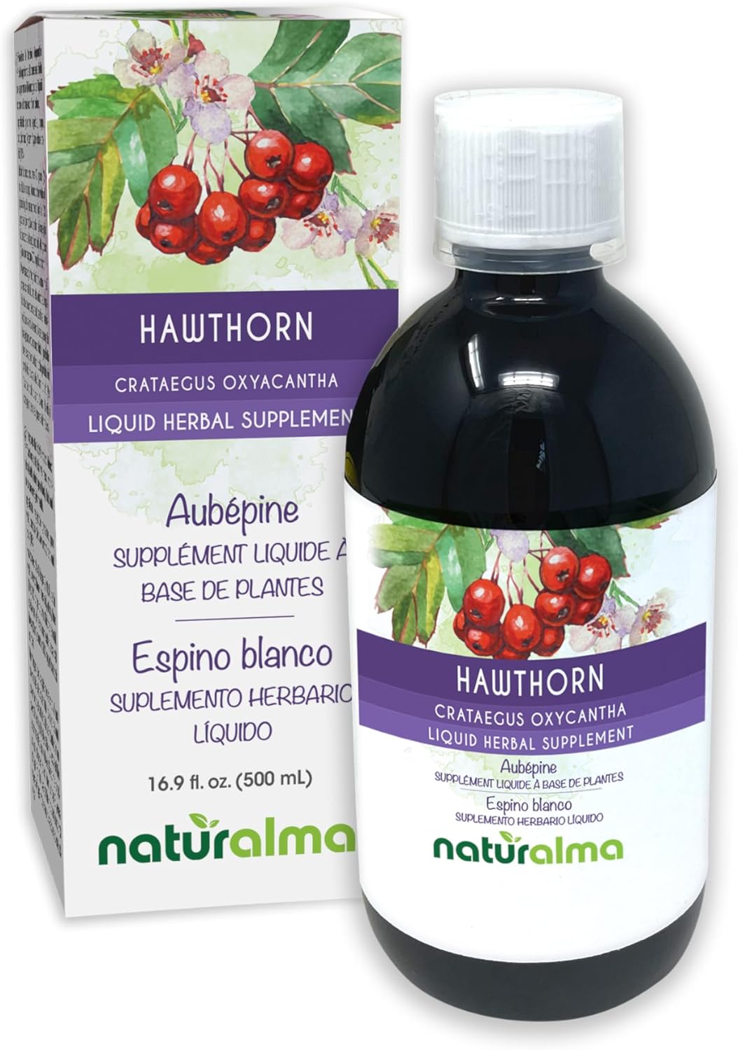 16.9 fl oz Alcohol-Free Hawthorn Leaf and Flower Tincture - Liquid Extract Drops - Herbal Supplement - Vegan Friendly